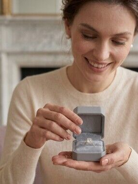 Gray Hexagonal Jewelry Box with Gold Accent